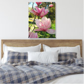 Hübsch rosa Magnolia Blumengestreichte Leinwand dr (Insitu (Schlafzimmer))