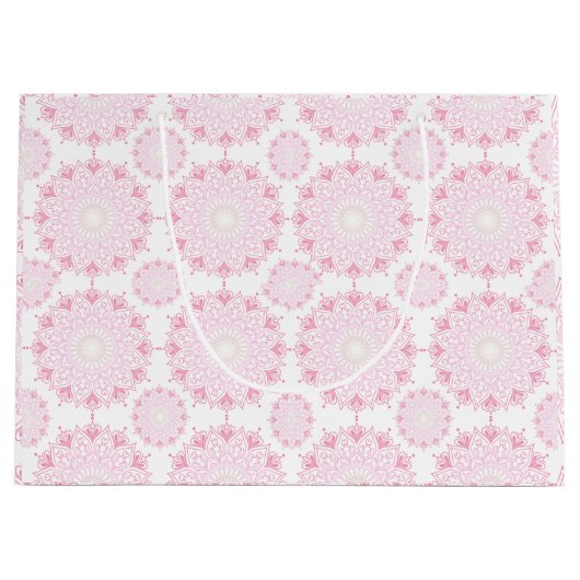 Hübsch rosa Mandala auf Weiß | Große Geschenktüte (Vorderseite)