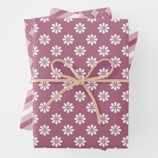 Hübsch rosa Mauve für ihre 3 Geschenkpapier Set (Beispiel)