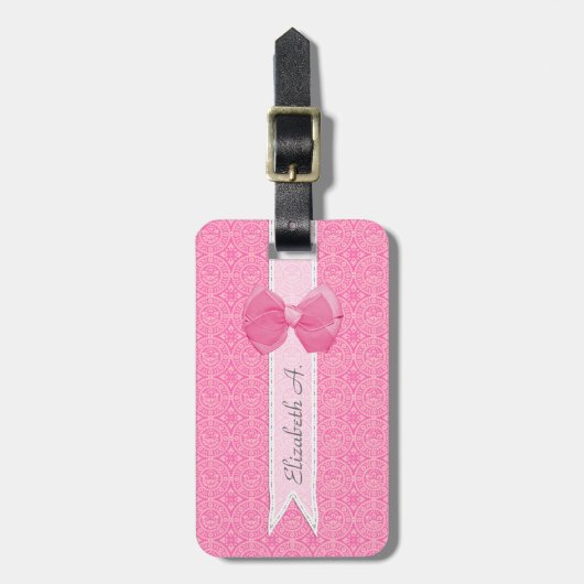Hübsch rosa Medaille Damaskus Niedlicher Bogen mit Gepäckanhänger (Vorderseite vertikal)