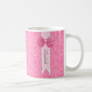 Hübsch rosa Medaille Damaskus Niedlicher Bogen mit Kaffeetasse