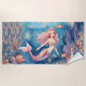 Hübsch rosa Mermaid Custom Strandtuch (Vorderseite)