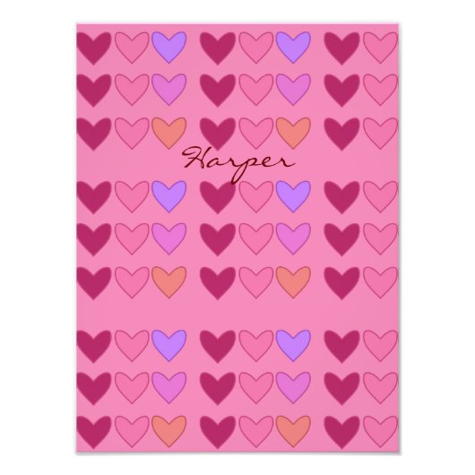 Hübsch rosa mit herzhaften Mädchen Fotodruck (Vorne)