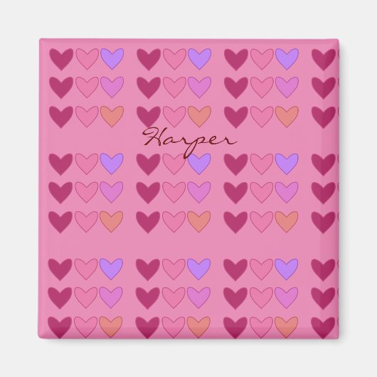 Hübsch rosa mit herzhaften Mädchen Magnet (Vorne)