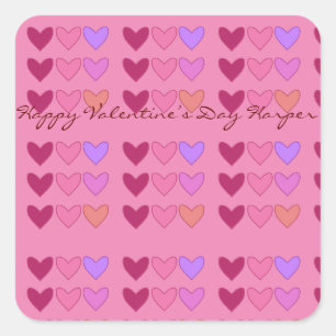Hübsch rosa mit herzhaften Valentinstag Quadratischer Aufkleber