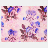 Hübsch rosa mit Lila Blumendruck Fleecedecke (Vorderseite (Horizontal))