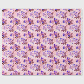 Hübsch rosa mit Lila Blumendruck Geschenkpapier (Flach)