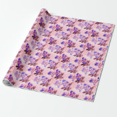 Hübsch rosa mit Lila Blumendruck Geschenkpapier (Ungerollt)
