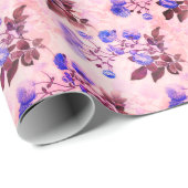 Hübsch rosa mit Lila Blumendruck Geschenkpapier (Rolleneckpunkt)