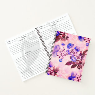 Hübsch rosa mit Lila Blumendruck Notizblock