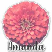 Hübsch-Rosa-Monogramm Blume Art Pflanze Niedlich Aufkleber (Vorderseite)