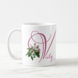 Hübsch rosa Monogramm mit anpassbarem Vicky-Namen Kaffeetasse