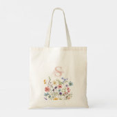 Hübsch rosa Monogramm Name Floral Tragetasche (Rückseite)