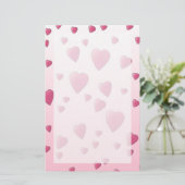 Hübsch rosa Muster der Liebe Herz. Briefpapier (Stehend Vorderseite)