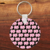 Hübsch rosa Niedliche Elefanten auf schwarz Schlüsselanhänger (Vorderseite)