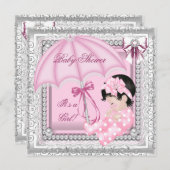 Hübsch rosa Niedliche Girl-Babydusche Einladung (Vorne/Hinten)