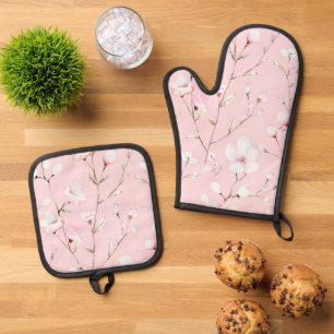 Hübsch rosa ofenhandschuh & Topflappen-Set