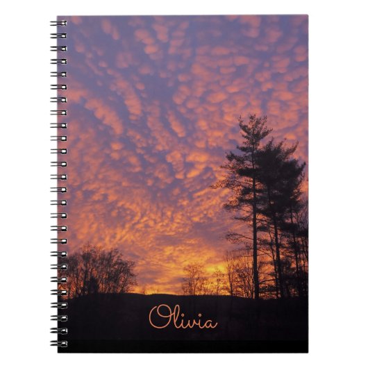 Hübsch rosa Orangenwolken mit Namen Sunrise Foto Notizblock (Vorderseite)