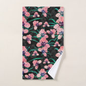 Hübsch rosa Orchidee Blume Paint Black Design Badhandtuch Set (Handtuch)