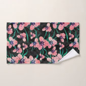 Hübsch rosa Orchidee Blume Paint Black Design Badhandtuch Set (Handtuch)
