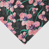 Hübsch rosa Orchidee Blume Paint Black Design Seidenpapier (Ausschnitt)