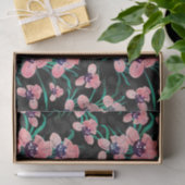 Hübsch rosa Orchidee Blume Paint Black Design Seidenpapier (Geschenk)