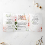 Hübsch-rosa-Peonies-6-seitige Beerdigung Dreifach-gefaltete Programmkarte (Innenseite)