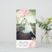 Hübsch-rosa-PeoniesDanke-Foto-Karte (4x8) Dankeskarte (Stehend Vorderseite)