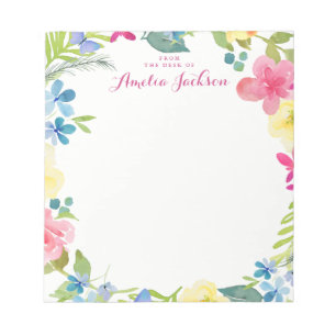 Hübsch rosa Personalisierte Blumenbeete Notizblock