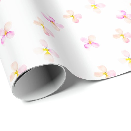 Hübsch rosa Pfirsichfarben Blume Geschenkpapier (Rolleneckpunkt)
