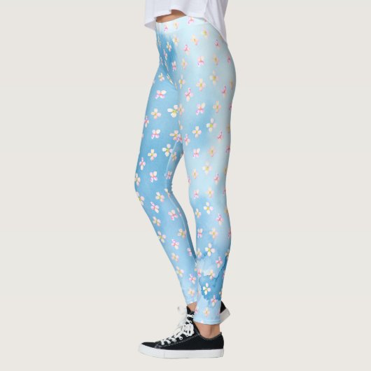 Hübsch rosa Pfirsichfarben Blume Leggings (Links)