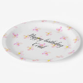 Hübsch rosa Pfirsichfarben Blume Pappteller (Schrägansicht)