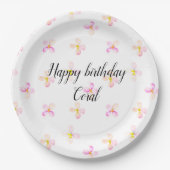 Hübsch rosa Pfirsichfarben Blume Pappteller (Vorderseite)