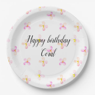 Hübsch rosa Pfirsichfarben Blume Pappteller