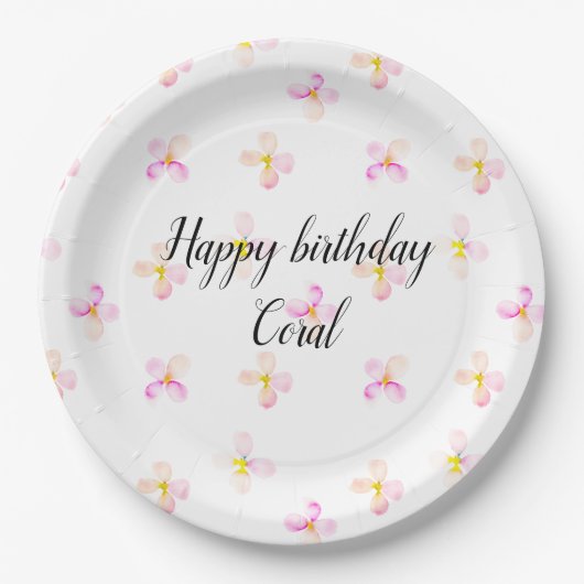Hübsch rosa Pfirsichfarben Blume Pappteller (Vorderseite)