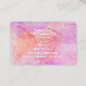 Hübsch rosa Pfirsichfarben Wasserfarbe Visitenkarte (Rückseite)