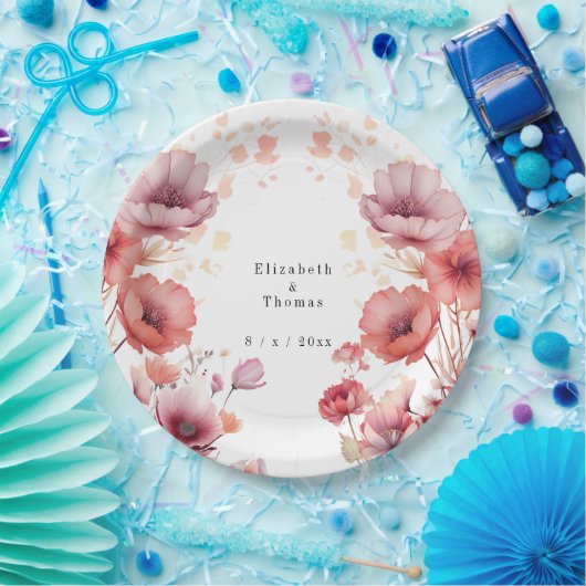 Hübsch rosa, pfirsichfarbene Fuzz, Aquarellfarbe Pappteller (Party)