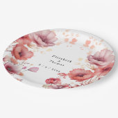 Hübsch rosa, pfirsichfarbene Fuzz, Aquarellfarbe Pappteller (Schrägansicht)