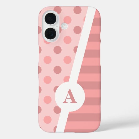 Hübsch rosa Polka-Dot und Streifenmuster Case-Mate iPhone Hülle (Rückseite)