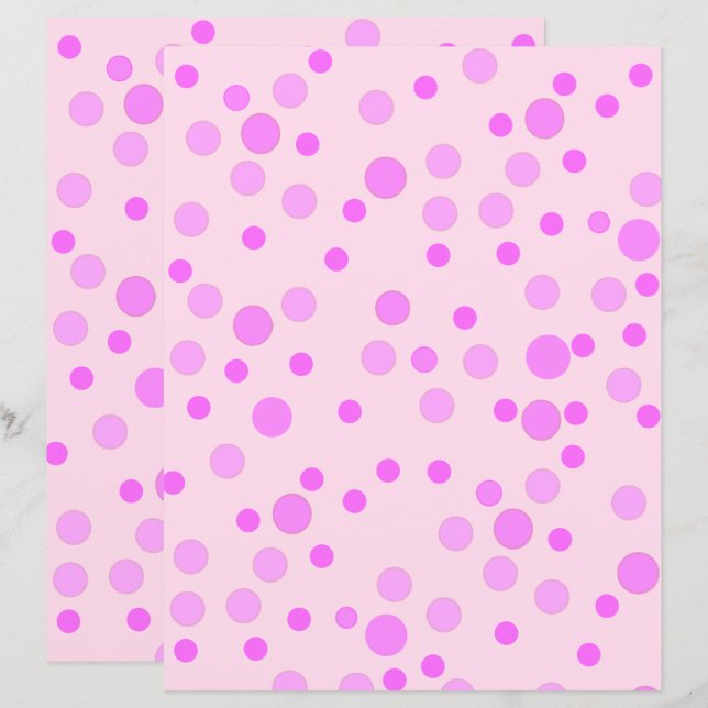 Hübsch rosa Polka Dots, hellrosa Scrapbook Paper (Vorne/Hinten)