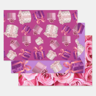 Hübsch rosa Present Geschenkpapier Set
