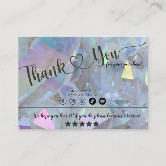 Hübsch rosa Quarzkristall Danke an die Karten (Vorderseite)