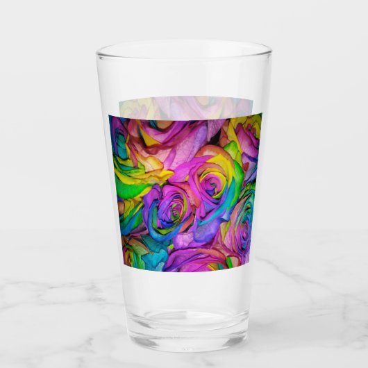 Hübsch-Rosa-Regenbogen-Rose Glas (Vorderseite)