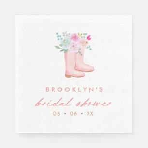 Hübsch rosa Regenschüsse und Blume Brautparty Serviette
