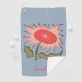 Hübsch rosa Retro 3D Sonnenblume Golfhandtuch (Insitu)