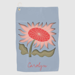 Hübsch rosa Retro 3D Sonnenblume Golfhandtuch