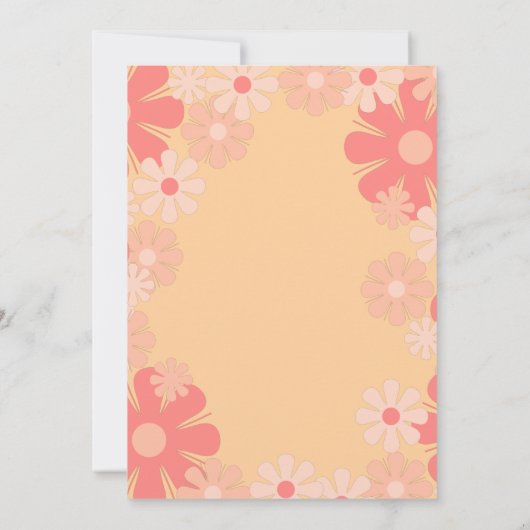 Hübsch rosa Retro 60er 70er Blume Einladung (Rückseite)