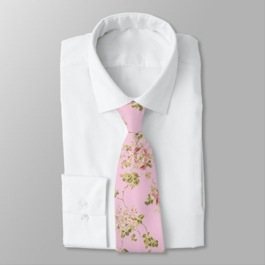 Hübsch rosa Retro-Blume mit Blumenmuster Krawatte (Gebunden)