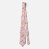 Hübsch rosa Retro-Blume mit Blumenmuster Krawatte (Vorderseite)
