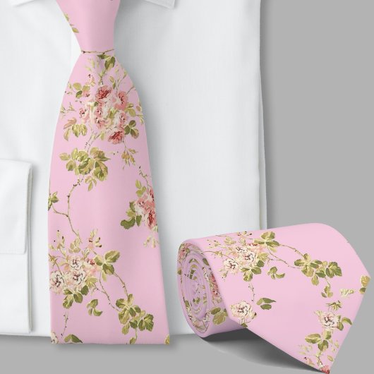 Hübsch rosa Retro-Blume mit Blumenmuster Krawatte
